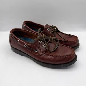 BASS "SEAFARER" Casual Loafers Brown Leather Lace Up Deck Boat Shoes, Mens 8.5 M